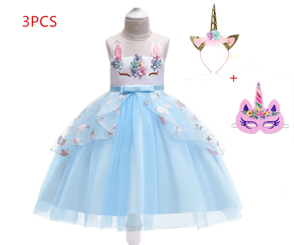 2019 Единорог вечерние Детские платья для девочек костюм Эльзы Платье Золушки