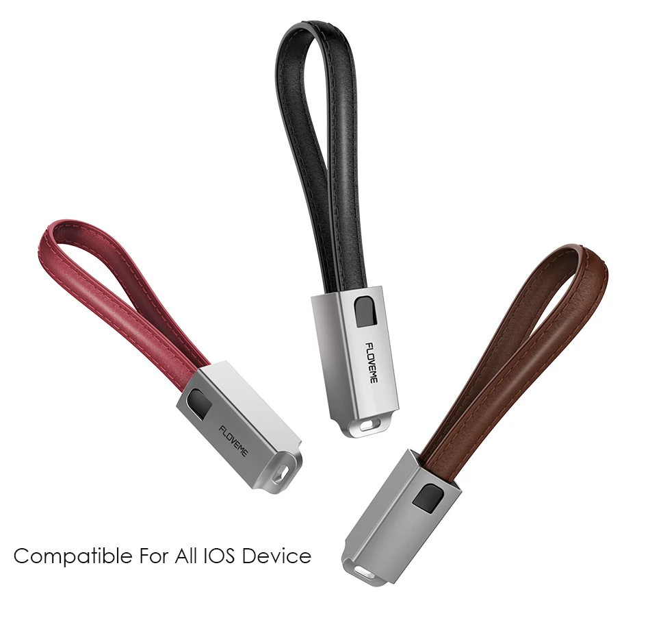 FLOVEME USB кабели для iPhone кабель IOS 10 2.1A зарядный кабель для iPhone X Xs Max Xr 8 7 6 6s 5S iPad Air брелок кожаный короткий