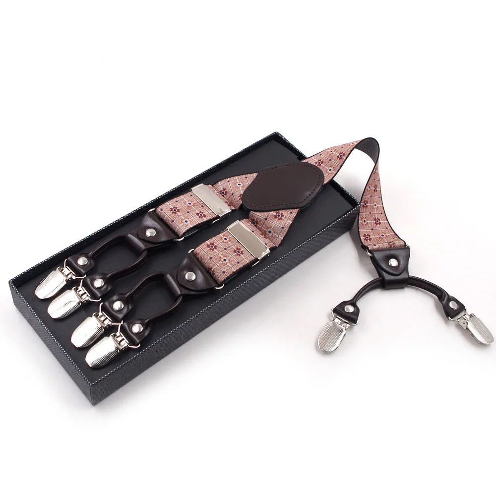 

6 Clips Mens Elastic Suspenders , Trousers Braces , Y-Back Adjustable Suspenders