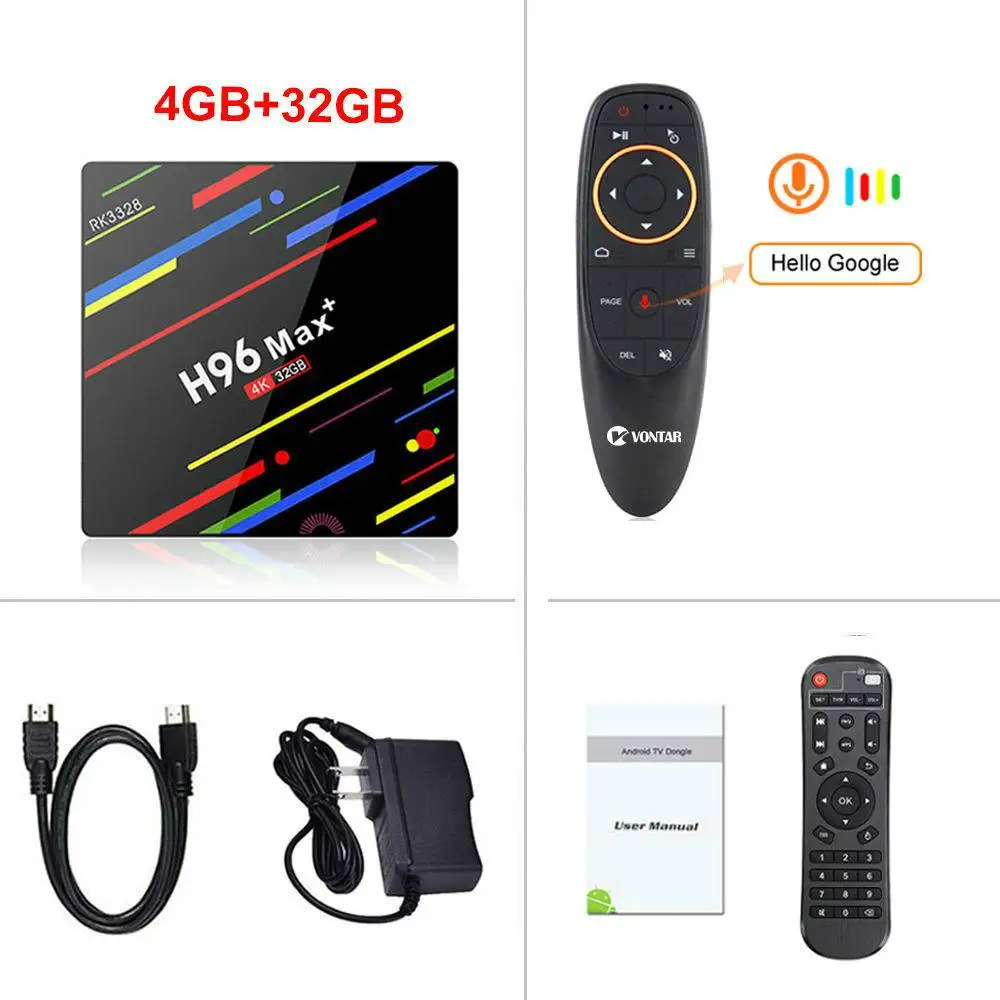 4 ГБ Оперативная память 64 Гб Встроенная память H96 MAX плюс Android 9,0(8,1) ТВ коробка RK3328 Smart 4 K Media Player QuadCore 2,4G/5G Wi-Fi PK T9 ТВ коробка H96 Max - Цвет: 4GB32GB Voice remote