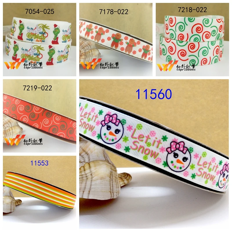 Бесплатная доставка 50 ярдов рождественские печатные grosgrain ленты 6443 | Дом и сад