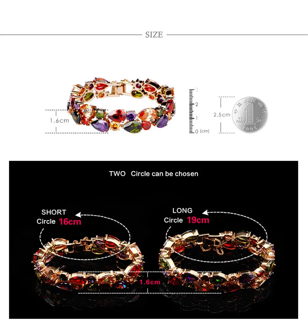 

HERMOSA 34PCS. Genuine AAA Multicolor gem Bracelet 8" DW31 Free Shipping