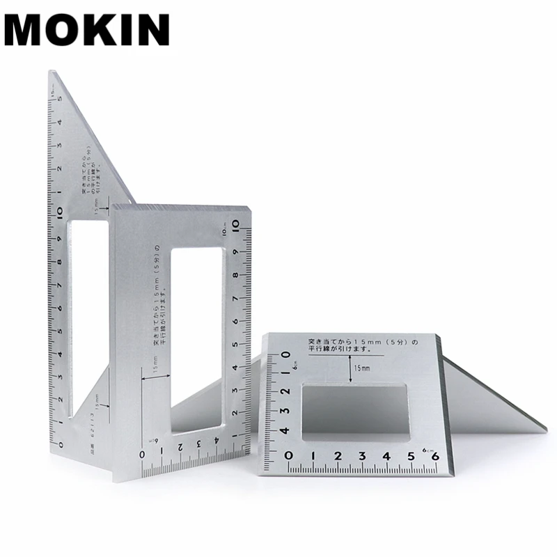 Aluminum Alloy Square Angle Ruler 45 degrees 90 degrees Gauge Protractor For Multifunctional Carpenter Woodworking Tools
