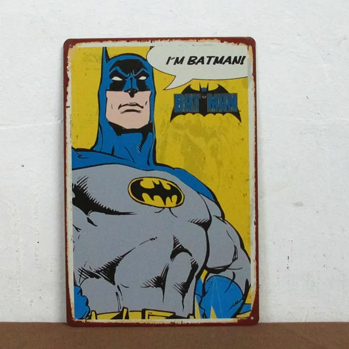 50 шт./лот металлический знак потертый шик мультфильм человек летучая мышь Ретро