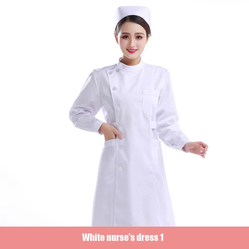 White1 Больничная Женская медицинская одежда, одежда для кормящих, одежда для медсестер, Униформа, комбинезоны, хлопок, розовый, белый, голубой, медицинские халаты, высокое качество - Цвет: White1