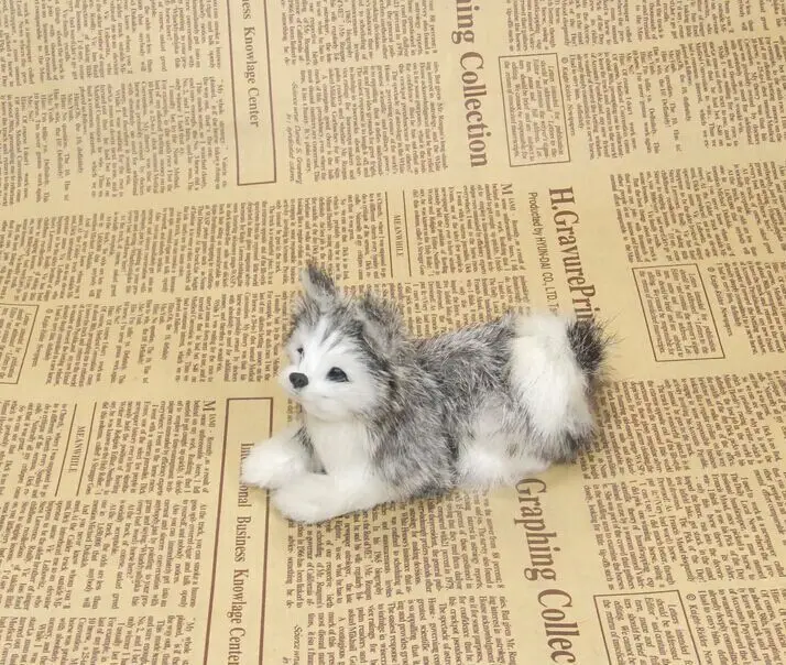 

small cute simulaiton lying husky dog toy polyethylene&fur husky dog doll gift about 12x8cm 0764