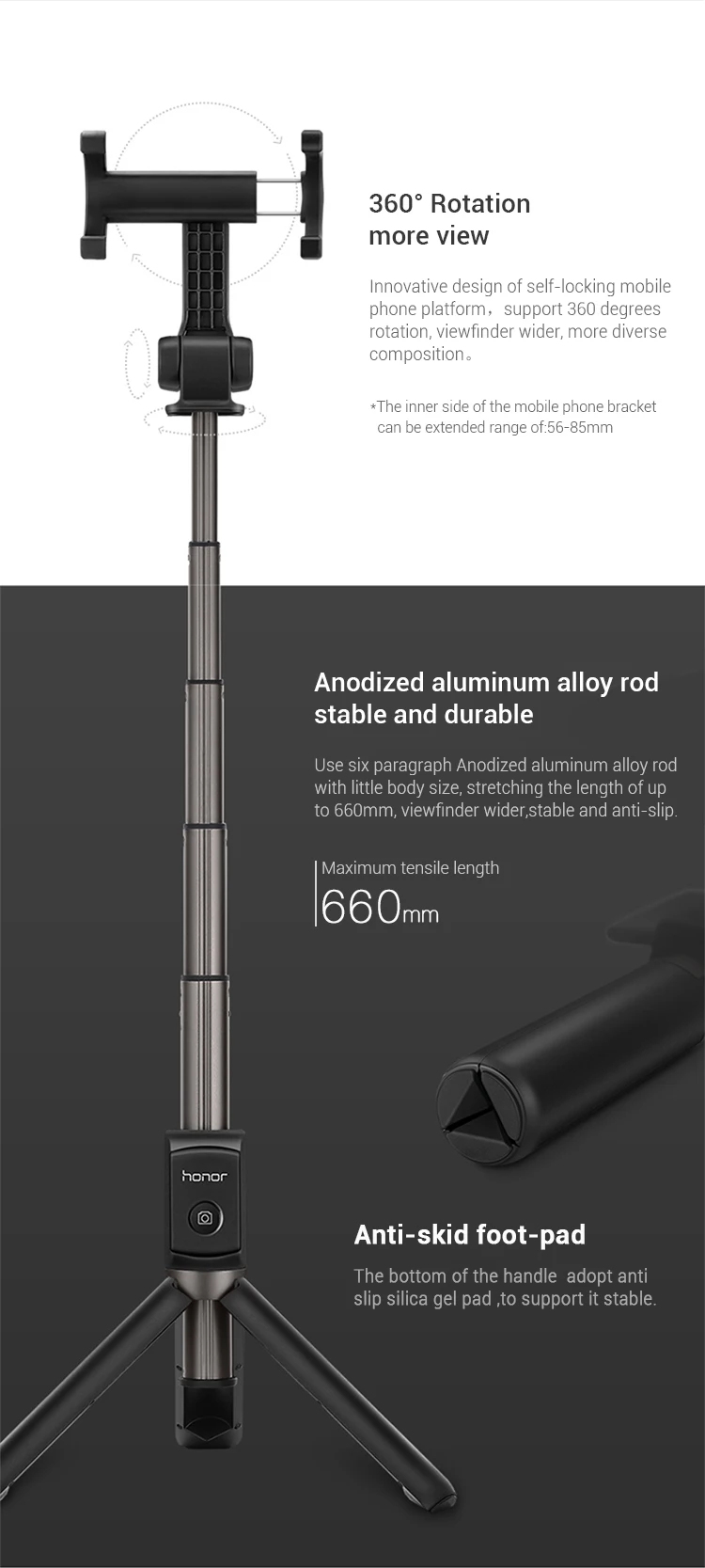 huawei Honor AF15 Bluetooth селфи палка штатив портативный беспроводной управление монопод ручной для iOS/huawei/Xiaomi телефон