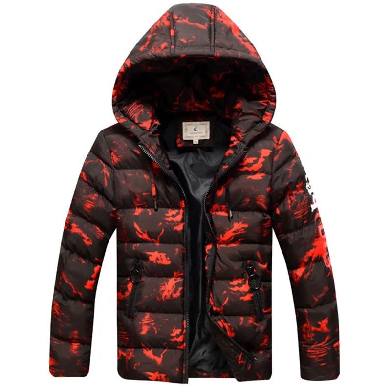 orange red camouflag Зимнее пальто высокого качества для мальчиков и девочек детская плотная Теплая стеганая куртка с капюшоном, верхняя одежда детские парки пальто для От 8 до 17 лет - Цвет: orange red camouflag