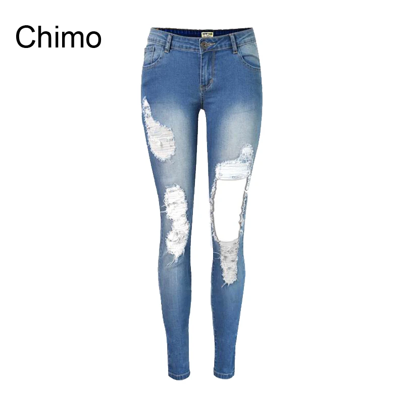 2019 Vintage Streched Holes Ripped Jeans For Women Fashion 100% Cotton Denim Skinny Pencil Pants Boyfriend | Женская одежда