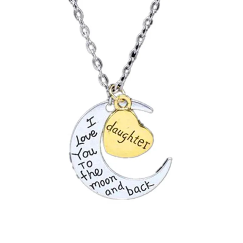 1 шт. ожерелье с надписью I Love You to the Moon and Back для мамы и дочки Золотое сердце