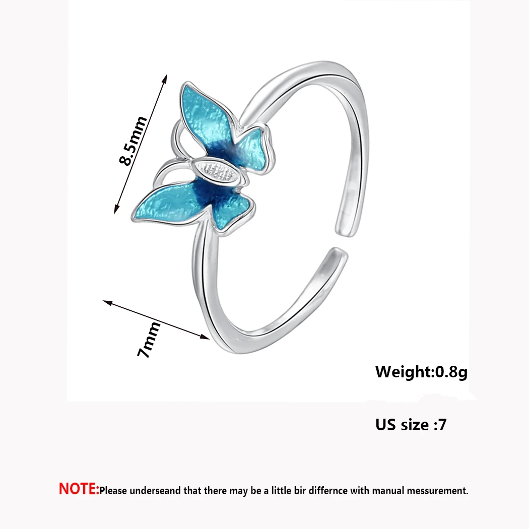 Женское регулируемое кольцо в форме бабочки Kinitial синее подарок для