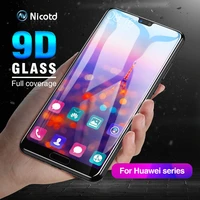 nicotd 9d for huawei honor 8c tempered glass film for honor 10 8x full cover screen protector for huawei y9 2019 p20 lite pro