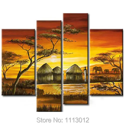 Современная абстрактная картина маслом на холсте с изображением африканского