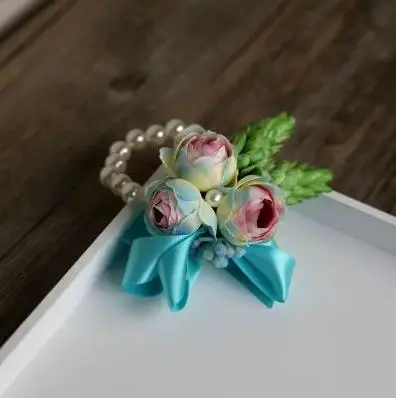 Color2 Wrist Flower 1 шт ручной работы свадебная бутоньерка, жених бутоньерка Невеста Подружка невесты на запястье цветок искусственный цветок корсажи свадебные принадлежности - Цвет: Color2 Wrist Flower