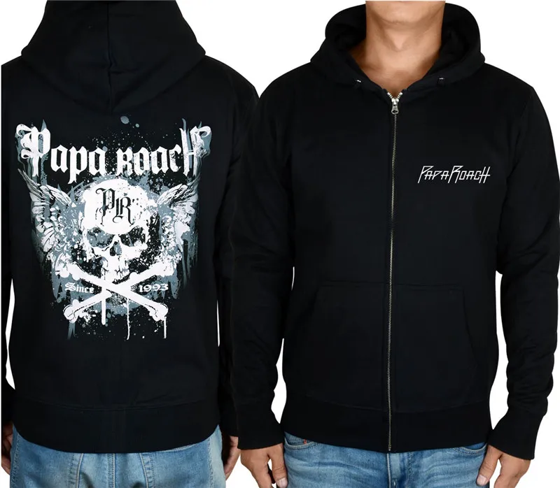 Мягкая теплая толстовка на молнии 8 дизайнов Papa Roach с капюшоном рисунком черепа в