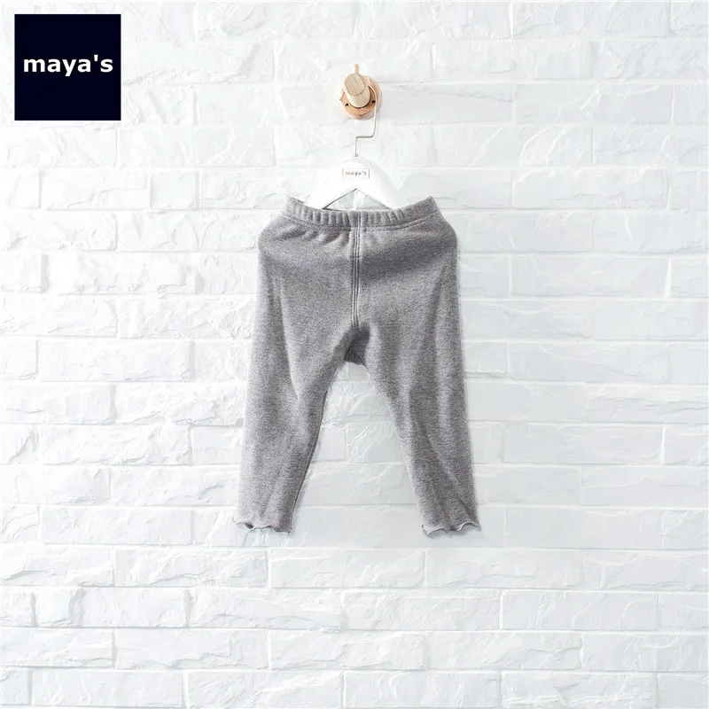 Mayas/модные однотонные Утепленные зимние штаны для девочек детские обтягивающие