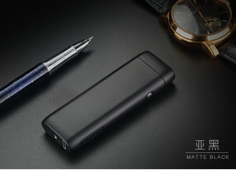 НОВАЯ тонкая Зажигалка для сигарет, электрическая USB двойная дуговая зажигалка, металлическая ветрозащитная электронная перезаряжаемая плазменная Зажигалка для сигар