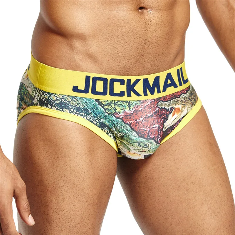 Бренд jockmail сексуальные мужские трусы брифы кальсоны слипы с принтом calcinha Cueca Gay