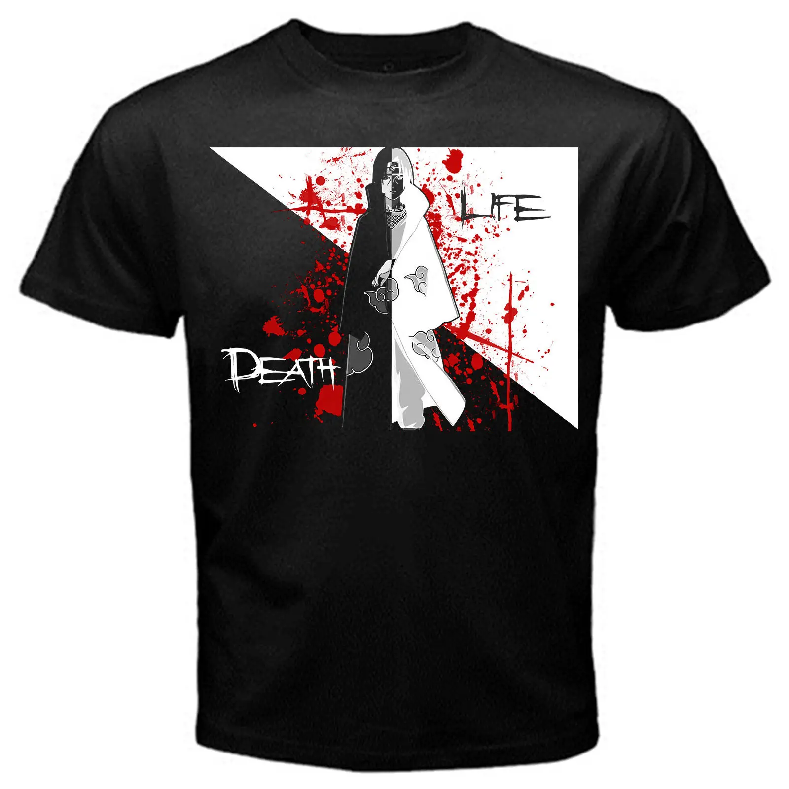 Uchiha death life naruto sasuke movie manga anime japan T-Shirt Black Free shipping Harajuku Tops t shirt Fashion Classic Unique | Мужская