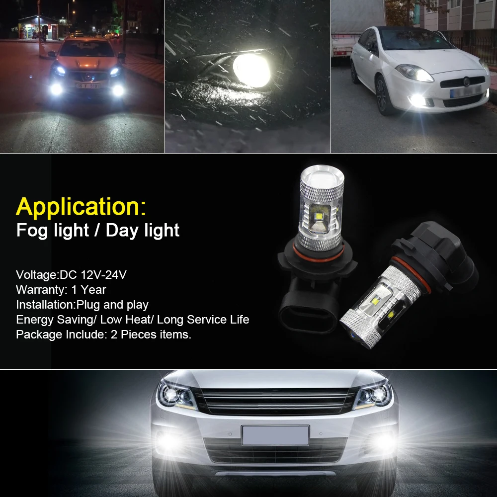 Автомобисветильник Противотуманные фары CanBus Led H11 H8 HB3/9005 9006/HB4 H10 H11(JP) для