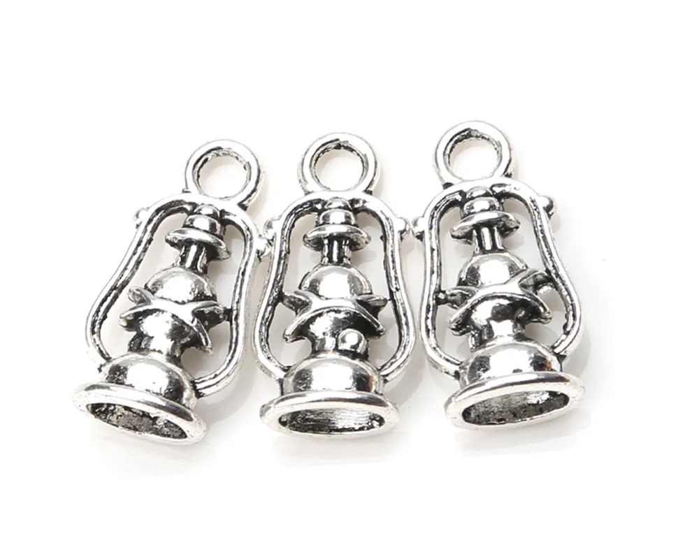 10 шт./лот 20*9 мм масляная лампа фонарь амулеты античный серебряный цвет отличная