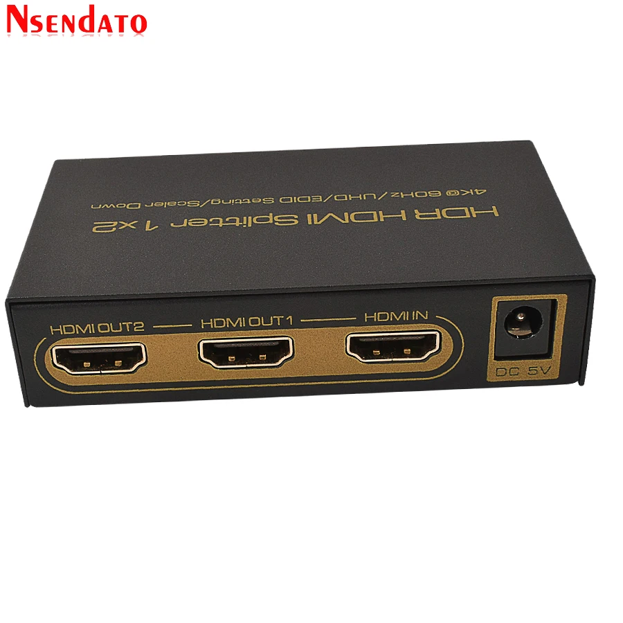 Разветвитель HDMI 1x2 4K HDR 60 Гц 1 в 2 выхода с адаптером питания для монитора DTS Dolby 3D 1080p