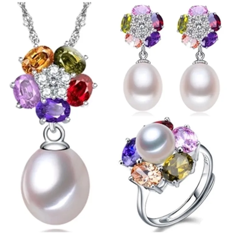 Женский ювелирный комплект из колье и серёг серебра 925 пробы|jewelry sets|nymph pearlnymph jewelry