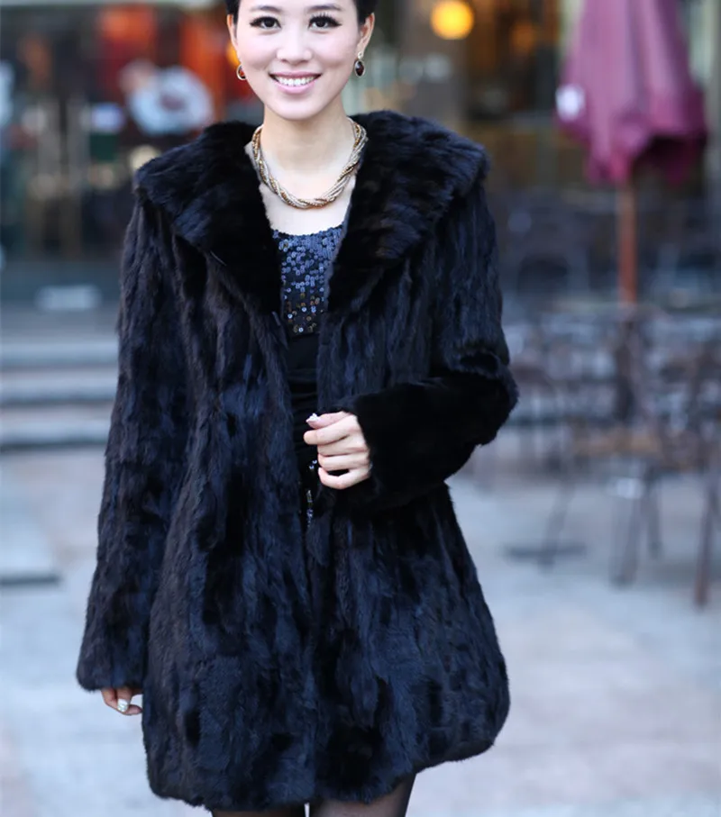 Пальто из меха норки куртка с отложным воротником зимняя натуральная женская
