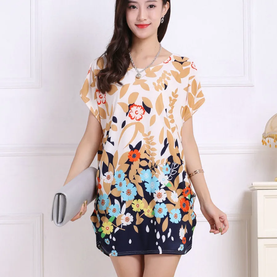 2018 spring summer women Dress Plus Size Women dresses short sleeve Loose Casual print tunic big large 5xl | Женская одежда