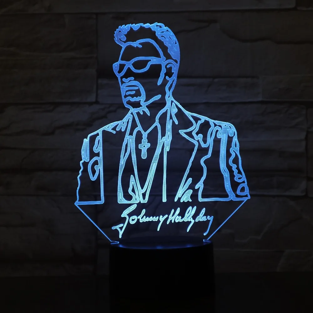 Джонни Холлидей 3D лампа Иллюзия светодиодный USB сенсорный 7 цветов пеленального
