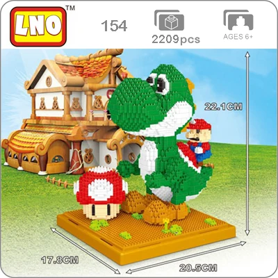 1701 шт 154 большой размер Yoshi строительные блоки игры Супер Марио пожарная пчела Марио Монстр DIY Мини Строительные алмазные блоки - Цвет: Yoshi 154 no box