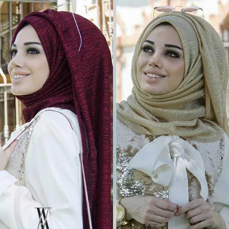 2018 Fashion Hot Sale shiny Plain color scarf women cotton scarves shawl lady pashmina bandana muslim echarpe wraps muffler | Аксессуары