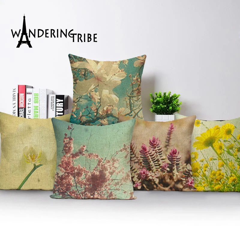 

Tropical Plantscushion cover Flamingo Butterfly Printing Linen Pillow Cushion For Home Decor pink flamingo decoration cushion