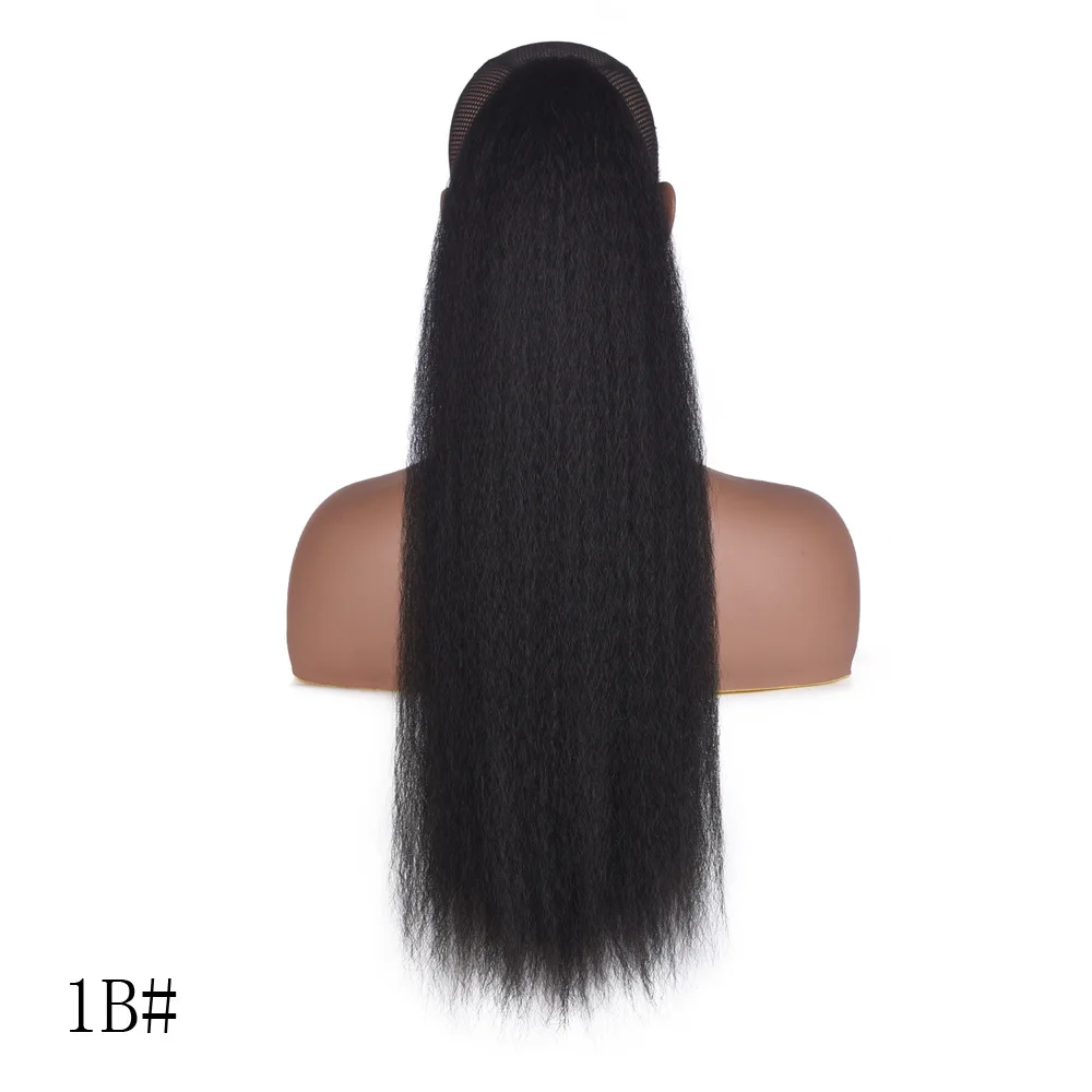 # 1B Jeedou прямые волосы Yaki конский хвост шнурок Updos хвосты 55 см 100 г Черный Коричневый синтетические волосы для наращивания пушистые Haipieces - Цвет: # 1B