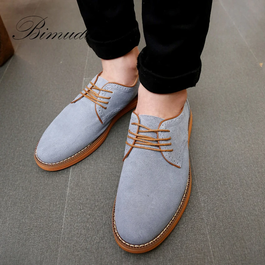 BIMUDUIYU Brand Plus Size 47 Men Casual Leather Shoes Oxfords Suede Flats Spring Autumn Fashion Classic | Обувь