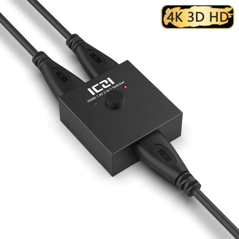 ICZI 4K 3D HDMI коммутатор 2 адаптер портов от 1 до 2/2 для ПК ноутбука xbox 360 PS4/3 HDTV комплект