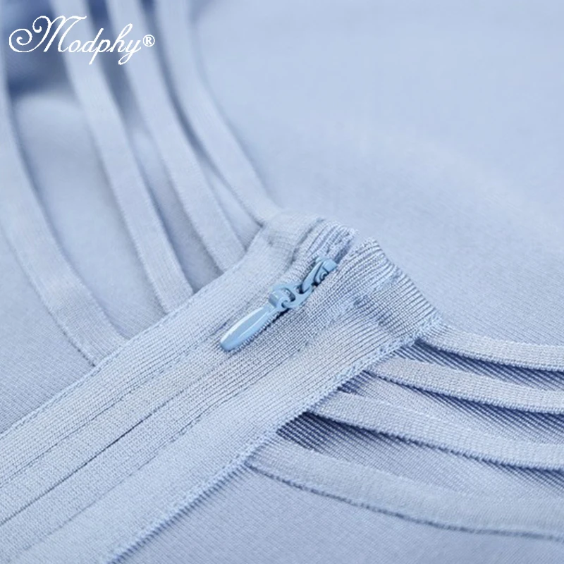 Женское Бандажное платье Modphy HL светло синее с открытой спинкой и треугольным