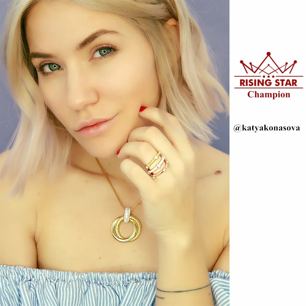 Viennois Новый Смешанного цвета Тройной Размер Кольца для Женщин Горный Хрусталь 3