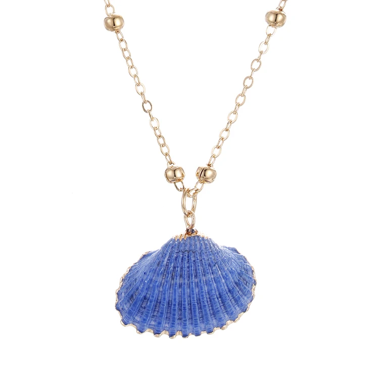blue Золотое колье Seashell женское ожерелье Бохо раковины аксессуары для девушки ожерелье s подарок натуральный корпус ювелирные изделия 1 шт Прямая поставка - Окраска металла: blue