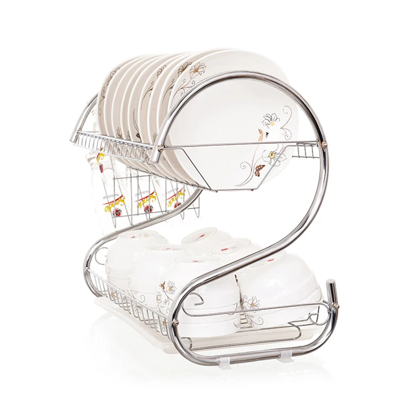 Двухуровневая стойка ASFULL кухонный органайзер для хранения блюд в металлической