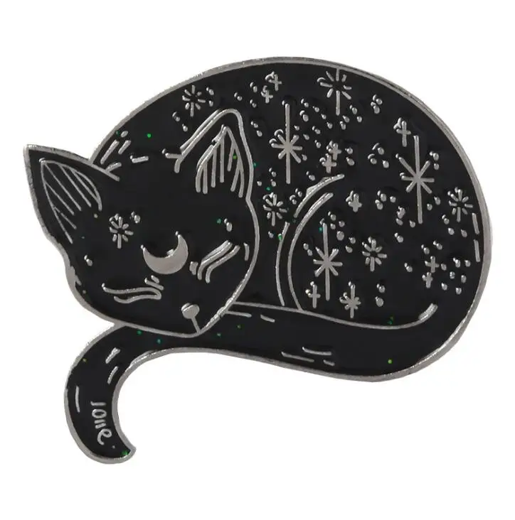 

Cartoon Cat Metal Enamel Brooch Star Pizza Pins Alien Cat Badge Brooches Cute Costume Stylish Backpack Jewelry Gift