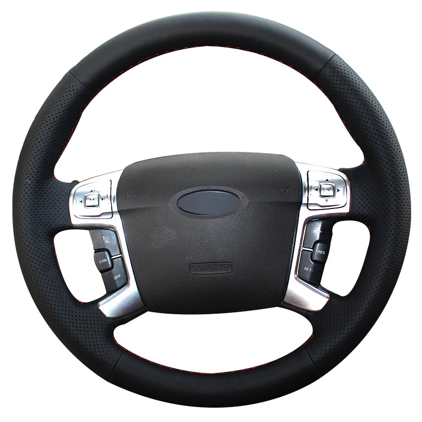 Черный чехол рулевого колеса автомобиля из синтетической кожи для Ford Mondeo Mk4 2007-2012
