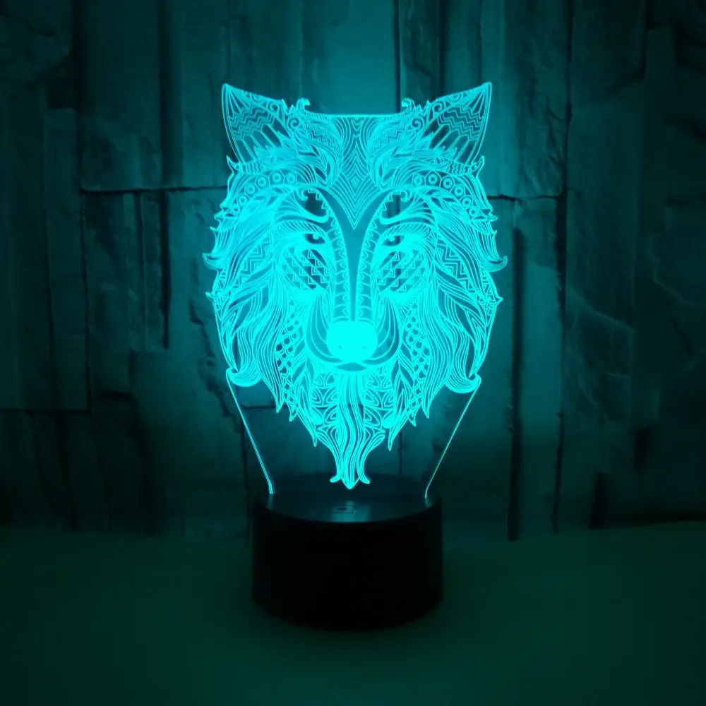 

Wolf 3d Lamp Seven Colourful Touch Remote controlled Led Visual Lighting Table Lamp Creative Animal Gift Table Lamps