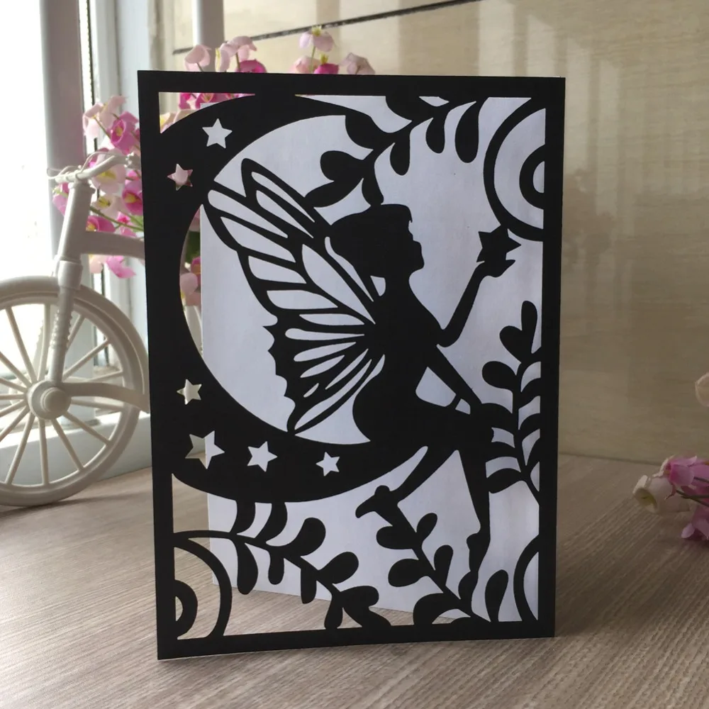 

50pcs Girl And Moon Pattern Wedding Invitations Card Bridal Shower Invitations Birthday Party Invitations Card