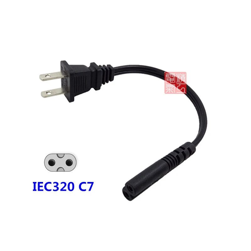 NEMA 1 15P IEC320 C7 портативный шнур питания ПК короткий кабель 20 см|Компьютерные кабели