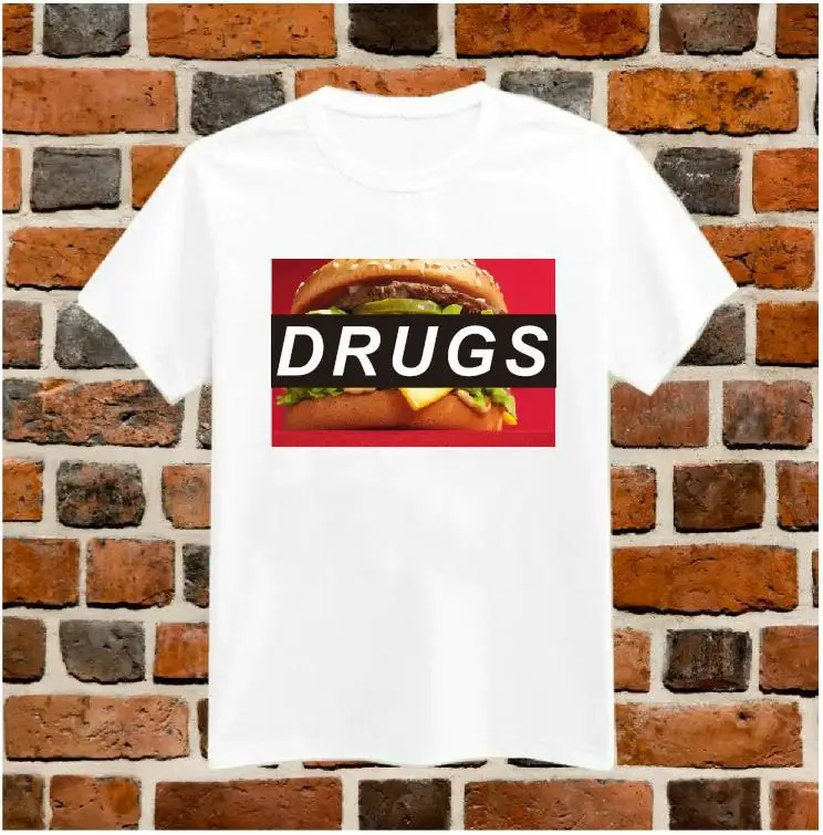

drug burger Print Tshirt For Women Cotton Casual Shirt White Top Tees Big Size S-XXXL Drop Ship TZ200-652