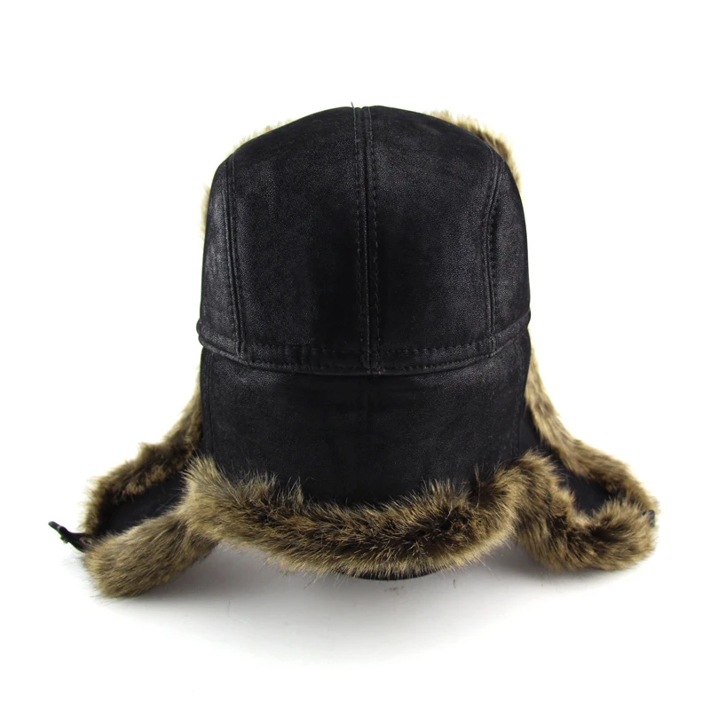 B-7138 Winter Russian Ushanka Hats Unisex Fur Skiing Hats for Men Women Cotton Layer Bomber Hats