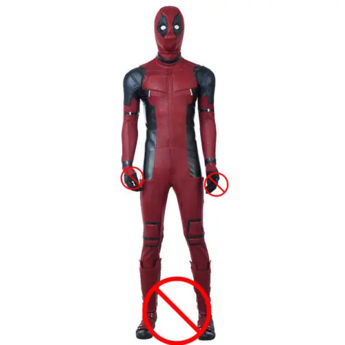 jumpsuit and mask Костюм Дэдпул 2 для косплея; костюм Уэйда Вилсона; аксессуары для костюмированной вечеринки; красный костюм Дэдпула из искусственной кожи; маскарадный костюм; Маска; обувь; перчатки - Цвет: jumpsuit and mask