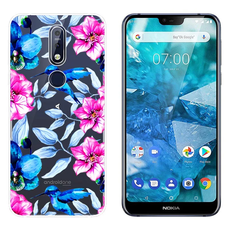 Мягкий чехол для Nokia 7 1 5 84 дюймов силикон ТПУ мультяшный цветной принт чехлы на