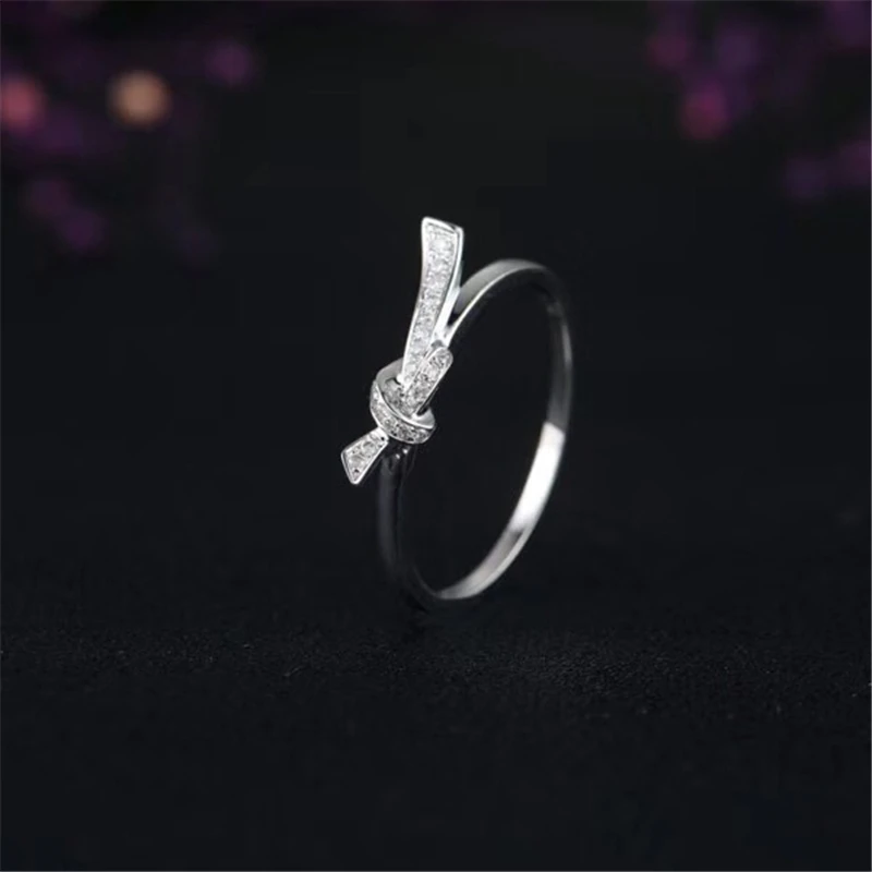Серьги Aazuo из белого золота 18 К настоящий Ювелирный Комплект Au750 с бантом кольцо